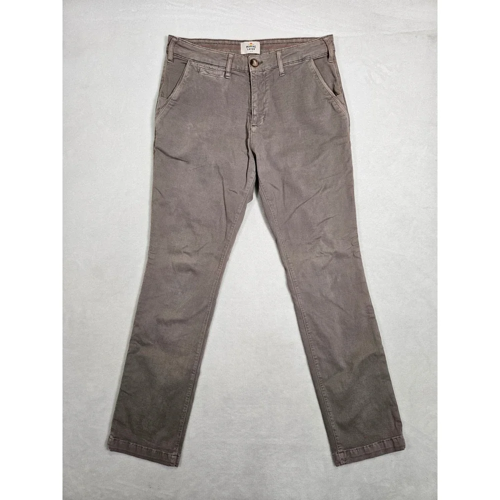 Marine Layer Mens Straight Leg Stretch Chino Pants Taupe Grey 32x30